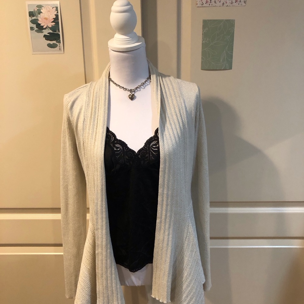Women's Open Front Cream Knit Cardigan Sweater